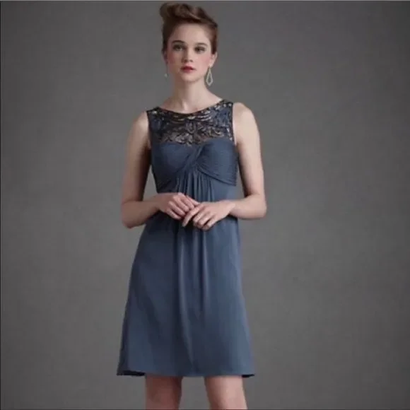 anthropologie blue silk dress Blue Satin Bridesmaid Dresses